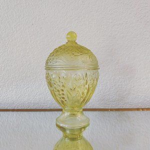 Vintage, yellow glass egg dish by Avon